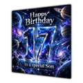 Son 17th Birthday Card Space Galaxy Planets Stars