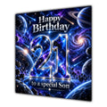 Son 21st Birthday Card Space Galaxy Planets Stars