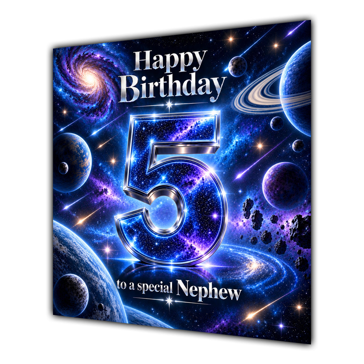 Nephew 5th Birthday Card Space Galaxy Planets Stars