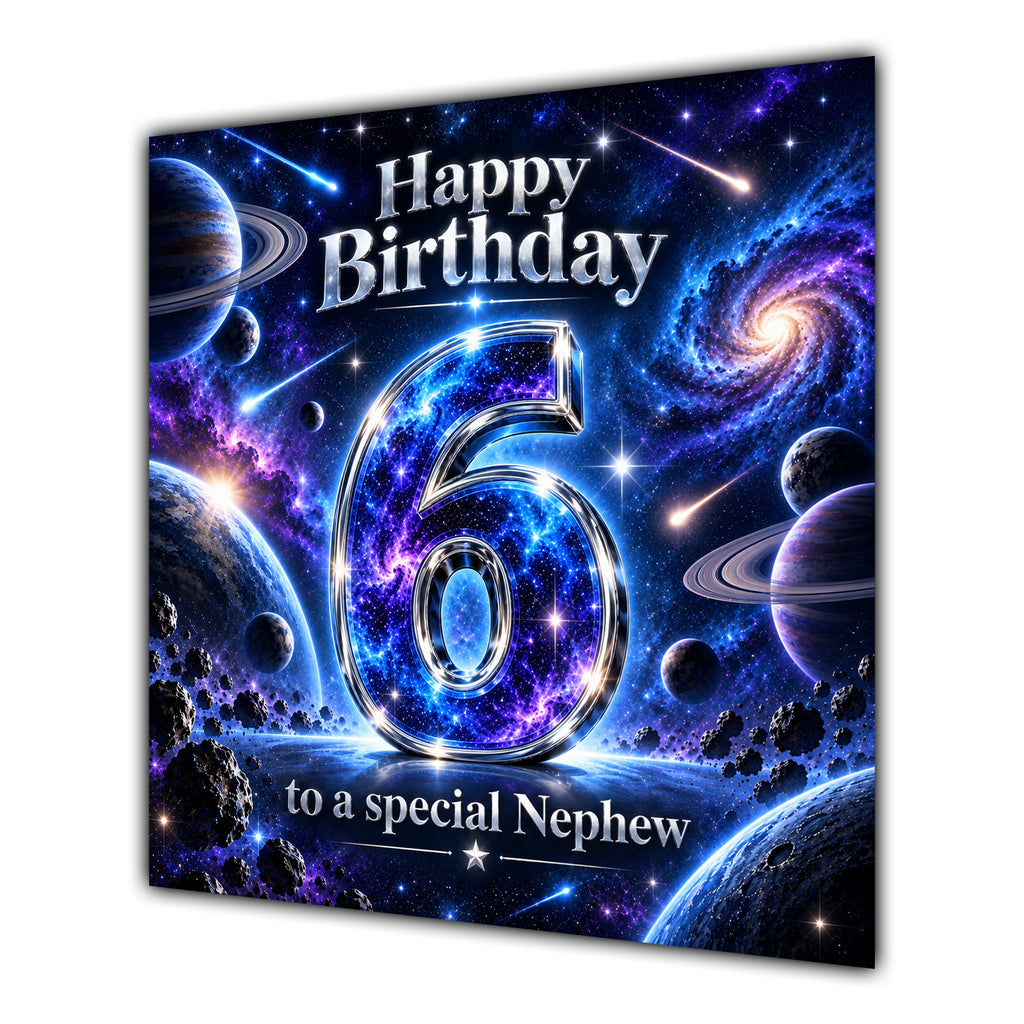 Nephew 6th Birthday Card Space Galaxy Planets Stars
