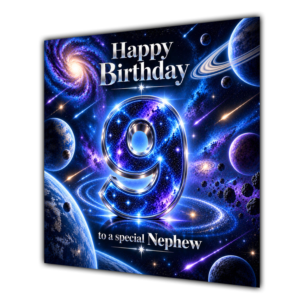 Nephew 9th Birthday Card Space Galaxy Planets Stars