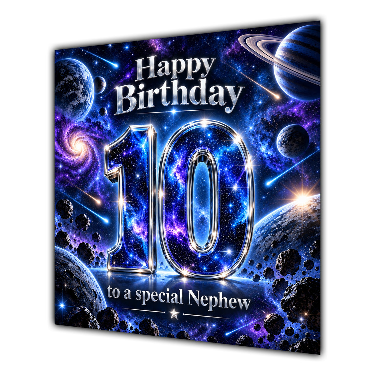 Nephew 10th Birthday Card Space Galaxy Planets Stars