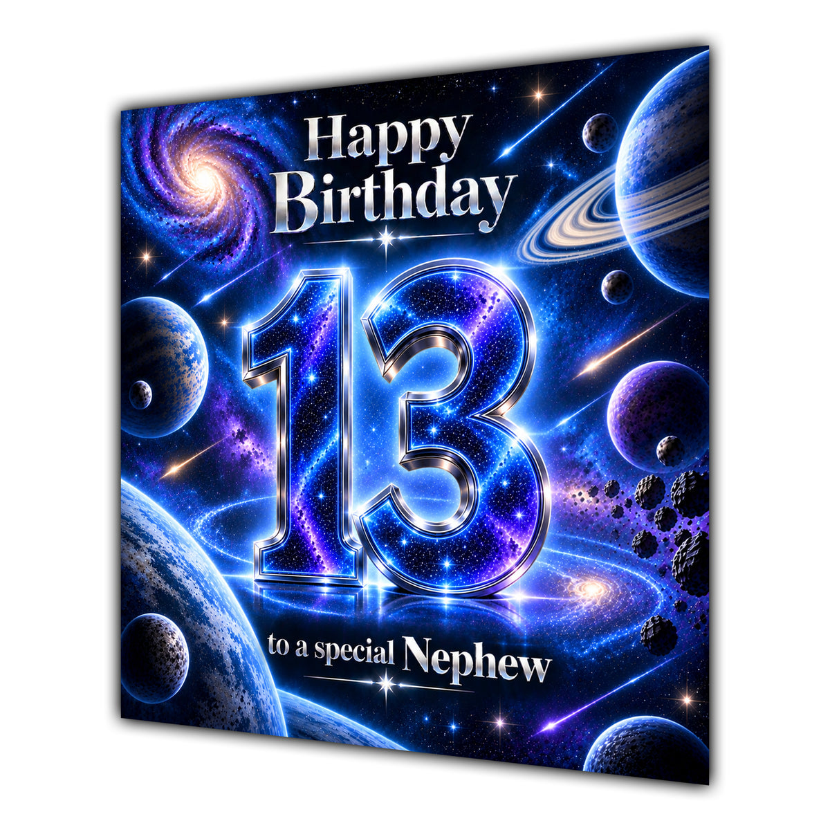 Nephew 13th Birthday Card Space Galaxy Planets Stars