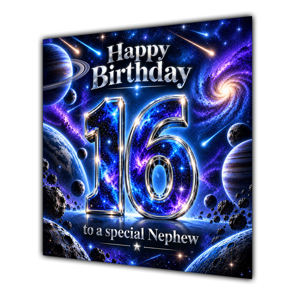 Nephew 16th Birthday Card Space Galaxy Planets Stars