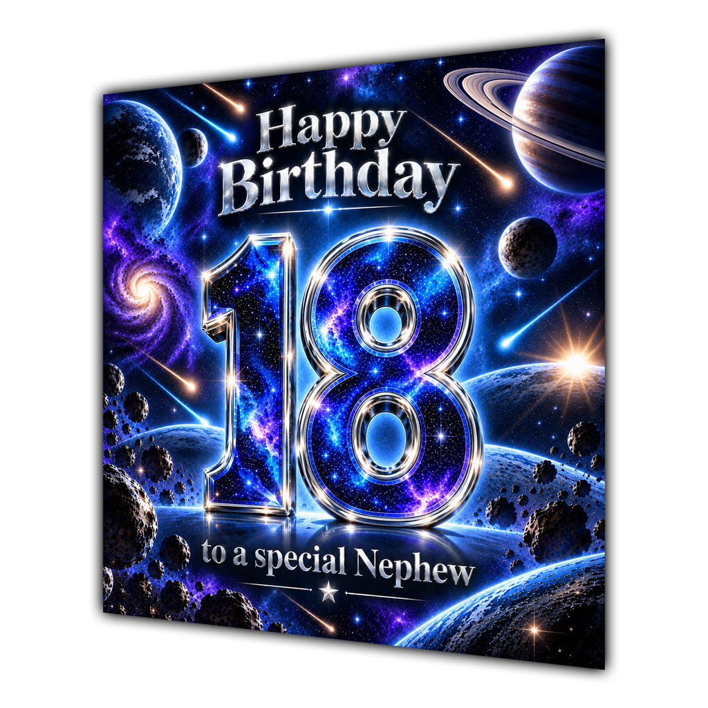 Nephew 18th Birthday Card Space Galaxy Planets Stars