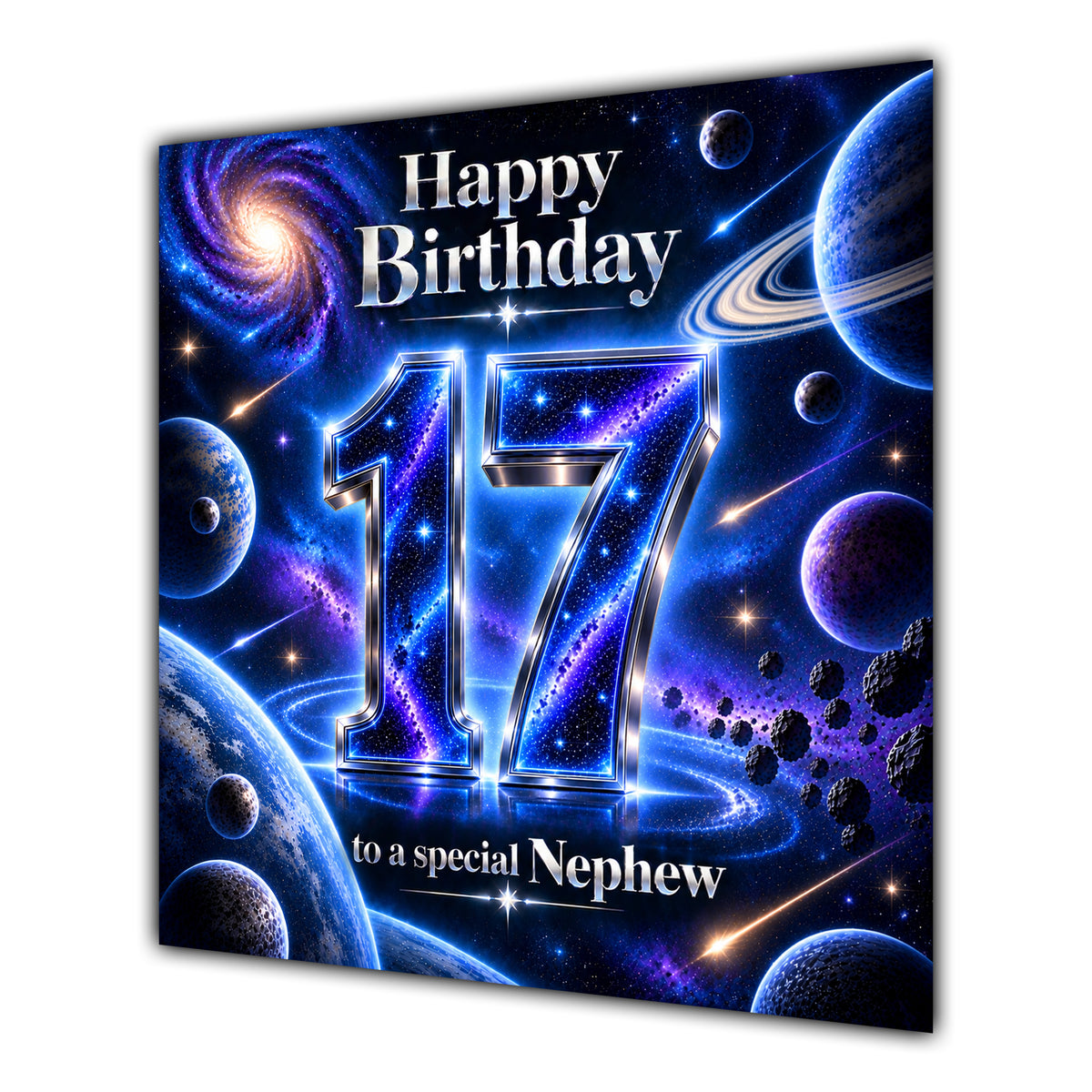 Nephew 17th Birthday Card Space Galaxy Planets Stars