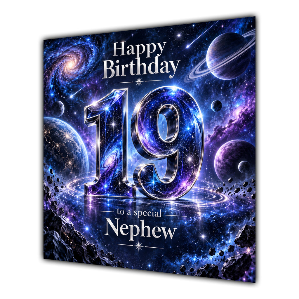 Nephew 19th Birthday Card Space Galaxy Planets Stars