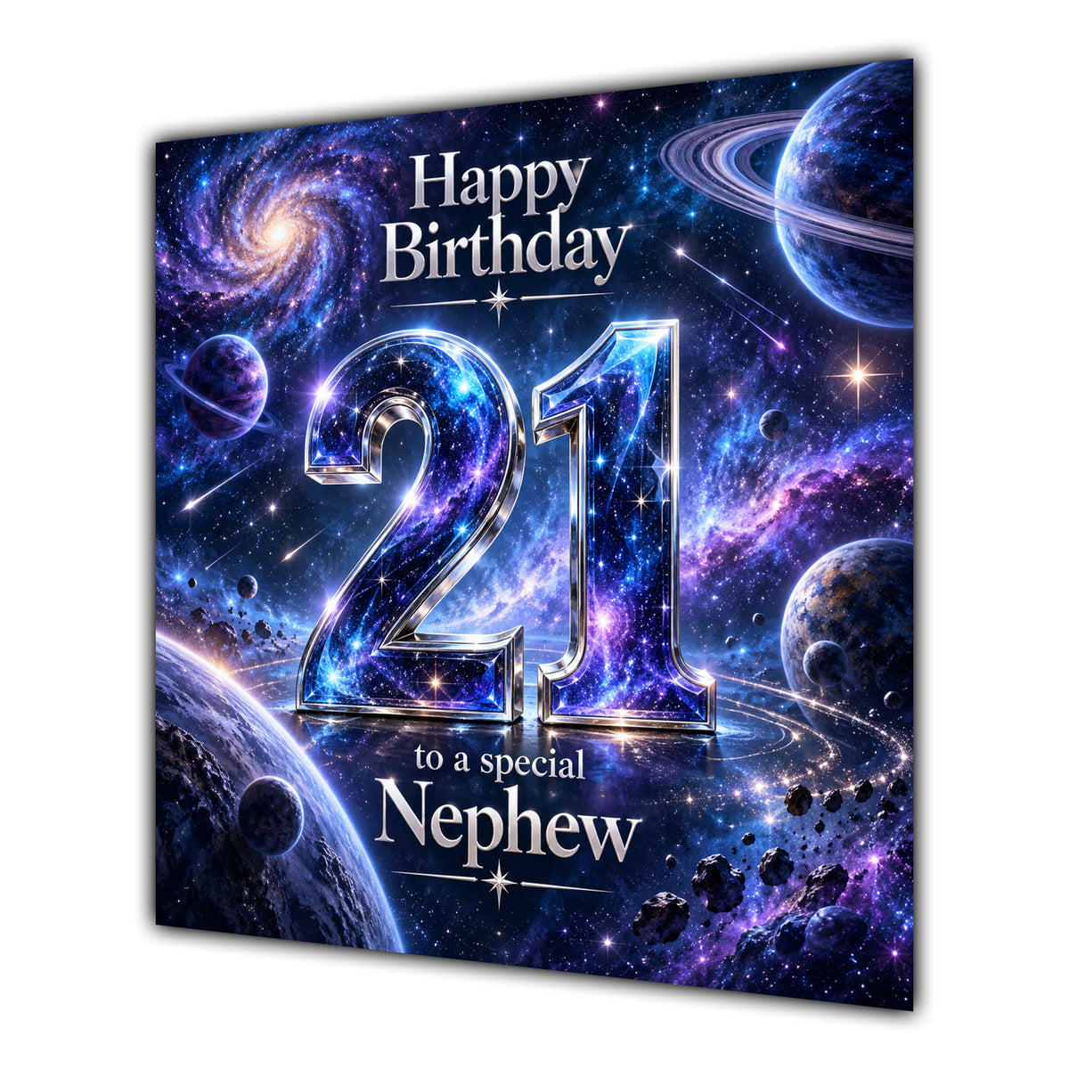 Nephew 21st Birthday Card Space Galaxy Planets Stars