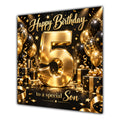 Son 5th Birthday Card Gold Black Balloons Stars