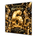 Son 6th Birthday Card Gold Black Balloons Stars