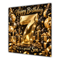 Son 7th Birthday Card Gold Black Balloons Stars