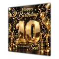 Son 10th Birthday Card Gold Black Balloons Stars