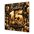 Son 15th Birthday Card Gold Black Balloons Stars