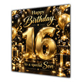 Son 16th Birthday Card Gold Black Balloons Stars