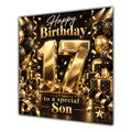 Son 17th Birthday Card Gold Black Balloons Stars