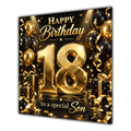 Son 18th Birthday Card Gold Black Balloons Stars