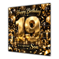 Son 19th Birthday Card Gold Black Balloons Stars