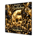 Nephew 6th Birthday Card Gold Black Balloons Stars