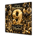 Nephew 9th Birthday Card Gold Black Balloons Stars