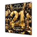 Nephew 21st Birthday Card Gold Black Balloons Stars