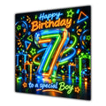 Boy 7th Birthday Card Neon Number Stars Colourful