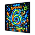 Grandson 6th Birthday Card Neon Number Stars Colourful