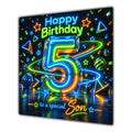 Son 5th Birthday Card Neon Number Stars Colourful