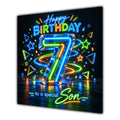 Son 7th Birthday Card Neon Number Stars Colourful