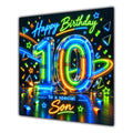 Son 10th Birthday Card Neon Number Stars Colourful