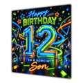 Son 12th Birthday Card Neon Number Stars Colourful