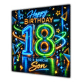 Son 18th Birthday Card Neon Number Stars Colourful