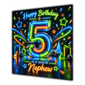 Nephew 5th Birthday Card Neon Number Stars Colourful