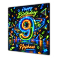 Nephew 9th Birthday Card Neon Number Stars Colourful