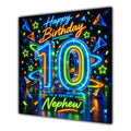 Nephew 10th Birthday Card Neon Number Stars Colourful
