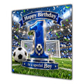 Boy 1st Birthday Card Blue Football Stadium
