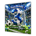 Boy 3rd Birthday Card Blue Football Stadium