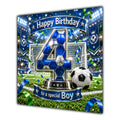 Boy 4th Birthday Card Blue Football Stadium