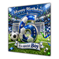 Boy 6th Birthday Card Blue Football Stadium