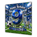 Boy 9th Birthday Card Blue Football Stadium