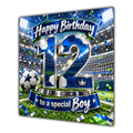 Boy 12th Birthday Card Blue Football Stadium