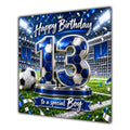 Boy 13th Birthday Card Blue Football Stadium
