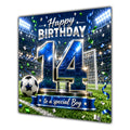 Boy 14th Birthday Card Blue Football Stadium