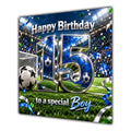Boy 15th Birthday Card Blue Football Stadium