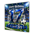 Boy 17th Birthday Card Blue Football Stadium