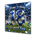 Boy 18th Birthday Card Blue Football Stadium