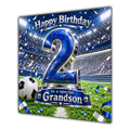 Grandson 2nd Birthday Card Blue Football Stadium