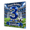 Grandson 3rd Birthday Card Blue Football Stadium