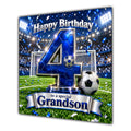 Grandson 4th Birthday Card Blue Football Stadium