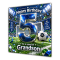 Grandson 5th Birthday Card Blue Football Stadium