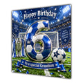 Grandson 6th Birthday Card Blue Football Stadium